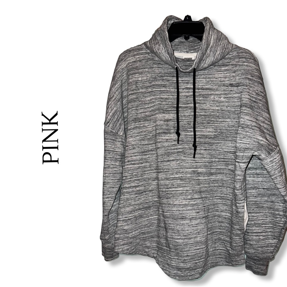 PINK Gray & White Pullover Sweatshirt